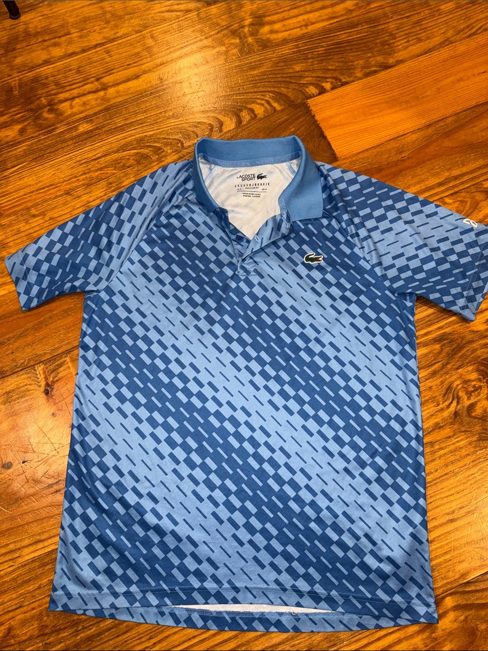 Lacoste Men’s Light Blue & Navy Geometric Polo